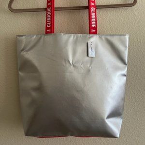 Clinique  metallic silver tote bag NEW